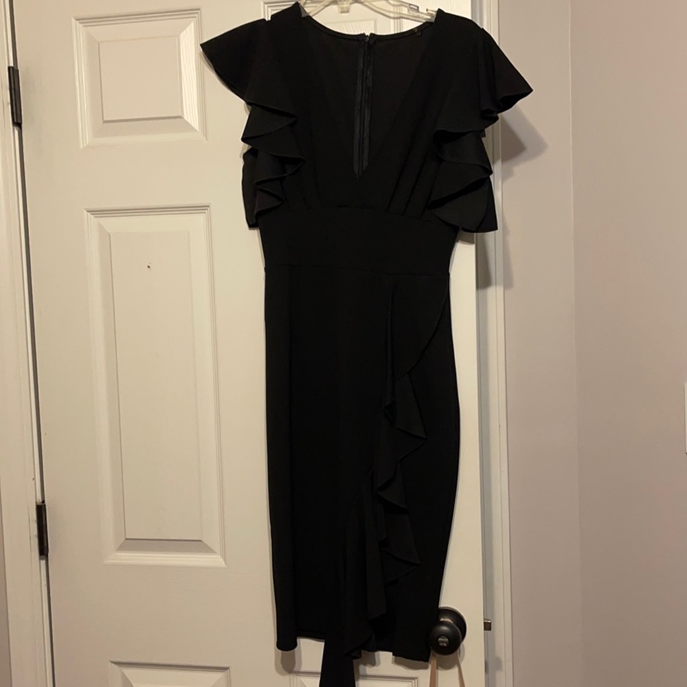 Black ruffle midi dress. Size S.
